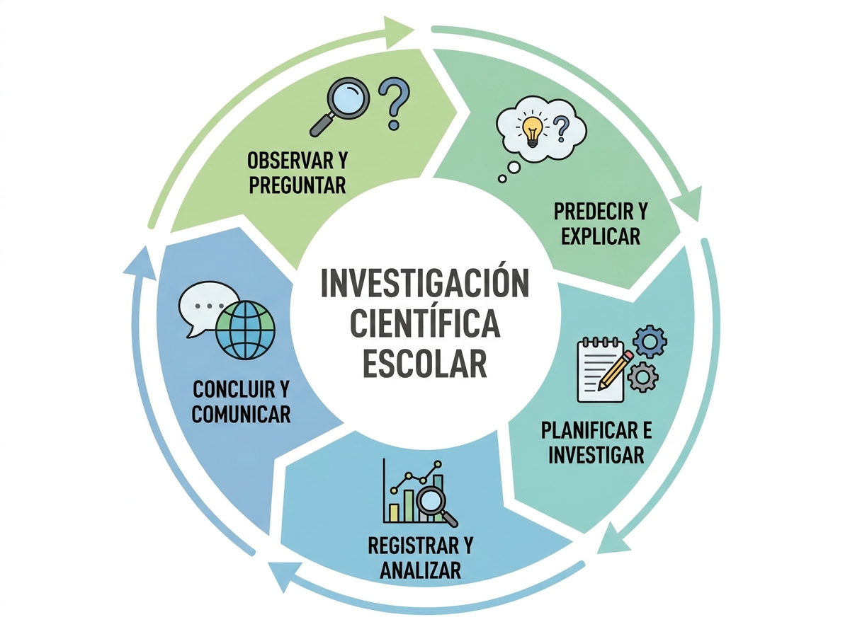 Ciclo de la investigación científica escolar con sus etapas