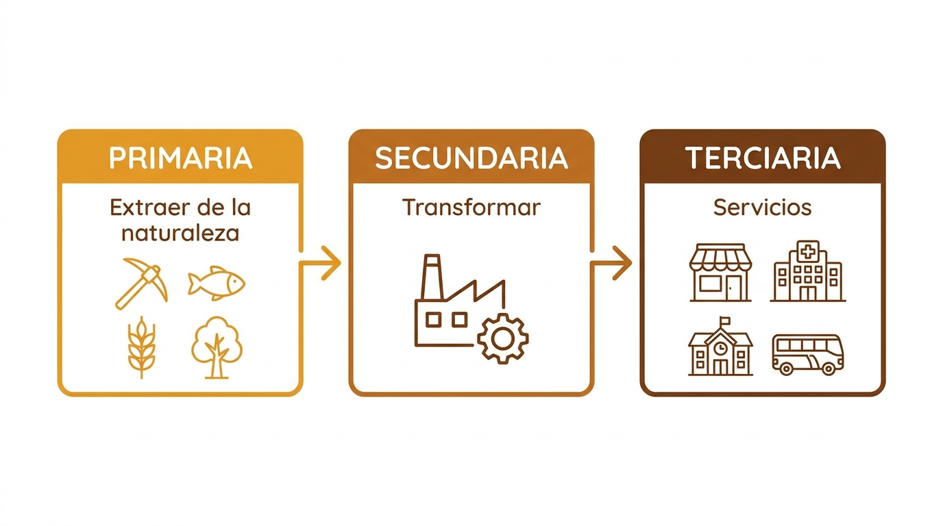 Actividades económicas primarias, secundarias y terciarias