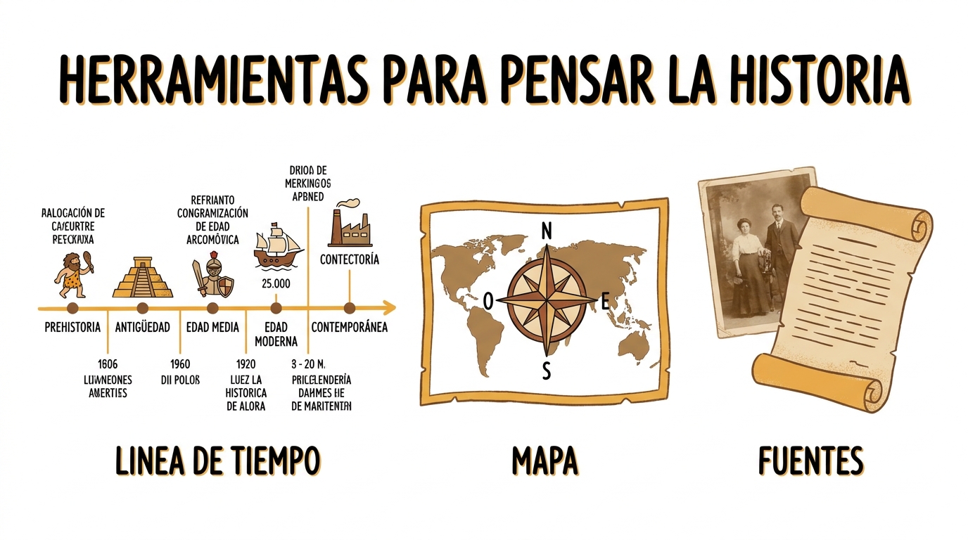 Herramientas para pensar la historia: línea de tiempo, mapa y fuentes